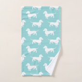 kleur Cute Aqua Dachshund Pattern Bad Handdoek (Handdoek)