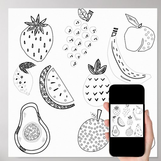 Kleur de Fruitenschets voor de Kleuterschool  Poster