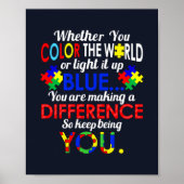 Kleur de wereld of licht IT blauw autisme Poster (Voorkant)