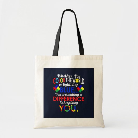 Kleur de wereld of licht IT blauw autisme Tote Bag (Voorkant)