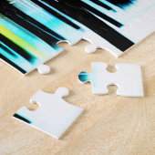 Kleur die door zwart silhouetbos plat legpuzzel (Zijkant)