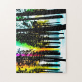 Kleur die door zwart silhouetbos plat legpuzzel (Verticaal)