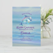 Kleur Dolfijn Strand Baby Shower Kaart (Staand voorkant)