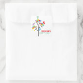 Kleur Dot Bomen Schattigee Vogels Feestgeschenk La Vierkante Sticker (Tas)