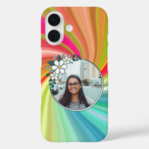 Kleur Draaikolk Regenboog Twist met Omlijst Foto iPhone 16 Hoesje