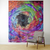 Kleur Dreaming Cloud Swirl op zwart Wandkleed (In situ)