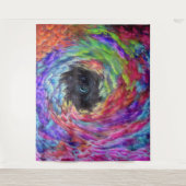 Kleur Dreaming Cloud Swirl op zwart Wandkleed (Voorkant)