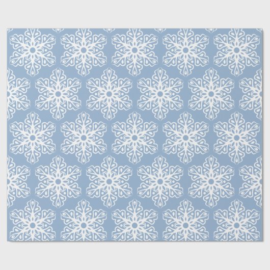 Kleur Editable Blue en White Snowflakes Kerstmis Cadeaupapier (Vlak)