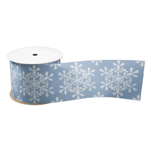 Kleur Editable Blue en White Snowflakes Kerstmis Satijnen Lint