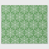 Kleur Editable Green Leaves Snowflakes Kerstmis Cadeaupapier (Vlak)
