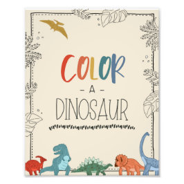 Kleur een Dino Dinosaur Birthday-teken Foto Afdruk