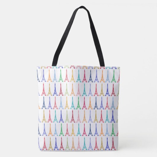 Kleur Eiffel Towers patroon herhaald overal Tote Bag (Voorkant)