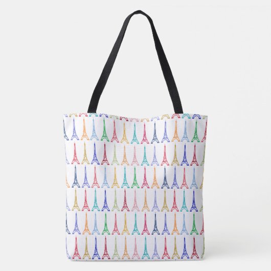 Kleur Eiffel Towers patroon herhaald overal Tote Bag (Achterkant)