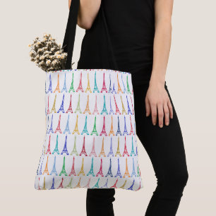 Kleur Eiffel Towers patroon herhaald overal Tote Bag