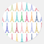 kleur Eiffel Towers patroon Ronde Sticker (Voorkant)