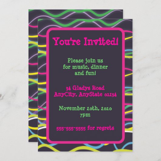 Kleur elektrische uitnodigingen (Voorkant / Achterkant)