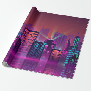 Kleur en helder nachtcityscape. afbeelding o cadeaupapier