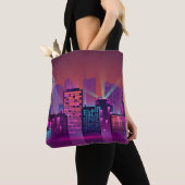 Kleur en helder nachtcityscape. afbeelding o tote bag (Dichtbij)
