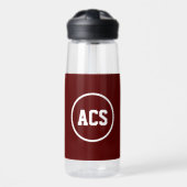 Kleur en letter van de school bordeauxrood en wit waterfles (Voorkant)