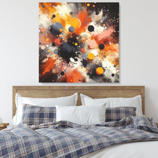 Kleur Explosie Abstracte Canvas Print (Insitu (Slaapkamer))