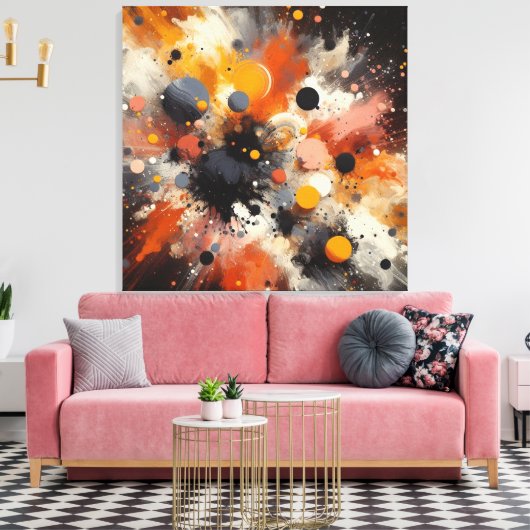 Kleur Explosie Abstracte Canvas Print (Insitu (Woonkamer))