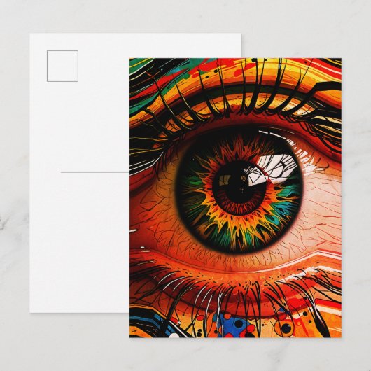 Kleur Explosie Oog – Trillend Abstract Realisme Briefkaart (Voorkant / Achterkant)