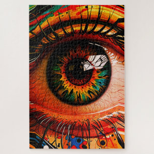 Kleur Explosie Oog – Trillend Abstract Realisme Legpuzzel