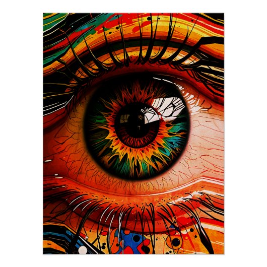 Kleur Explosie Oog – Trillend Abstract Realisme Perfect Poster (Voorkant)