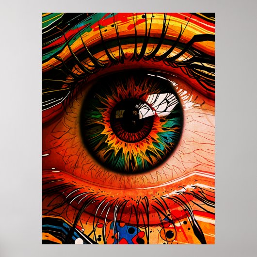 Kleur Explosie Oog – Trillend Abstract Realisme Poster (Voorkant)
