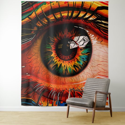 Kleur Explosie Oog – Trillend Abstract Realisme Wandkleed (In situ)