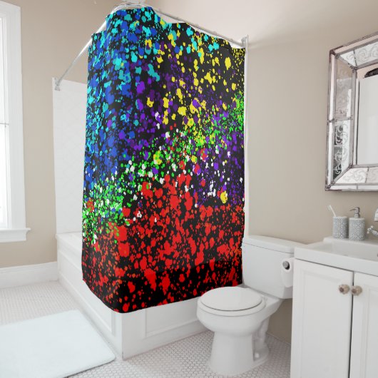 Kleur explosie verf stippen kleurrijk modern cool douchegordijn (In situ)