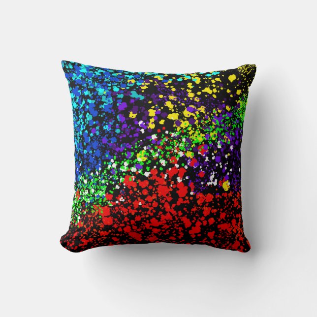 Kleur explosie verf stippen kleurrijk modern cool kussen (Voorkant)