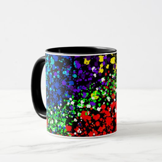 Kleur explosie verf stippen kleurrijk modern cool mok (Voorkant links)