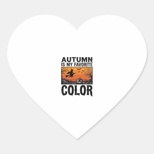 Kleur Favoriete Herfst Halloween Pompoen Vector De Hart Sticker (Voorkant)