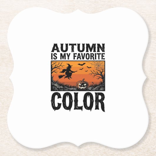 Kleur Favoriete Herfst Halloween Pompoen Vector De Kartonnen Onderzetters (Voorkant)