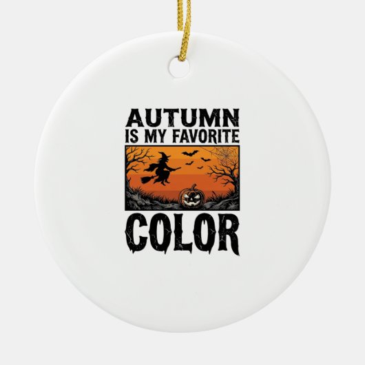 Kleur Favoriete Herfst Halloween Pompoen Vector De Keramisch Ornament (Voorkant)