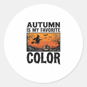 Kleur Favoriete Herfst Halloween Pompoen Vector De Ronde Sticker