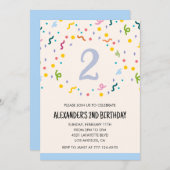 Kleur feest uitnodigingen confetti kinderen primai (Voorkant / Achterkant)