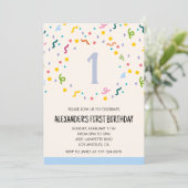 Kleur feest uitnodigingen confetti kinderen primai (Staand voorkant)
