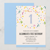 Kleur feest uitnodigingen confetti kinderen primai (Voorkant / Achterkant)