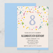 Kleur feest uitnodigingen confetti kinderen primai (Voorkant / Achterkant)