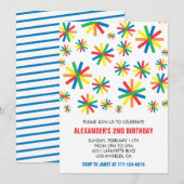 Kleur feest uitnodigingen Confetti Modern 2de kind (Voorkant / Achterkant)