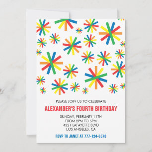 Kleur feest uitnodigingen Confetti Modern 4de kind