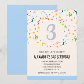 Kleur feestelijke uitnodigingen confetti kinderen  (Voorkant / Achterkant)
