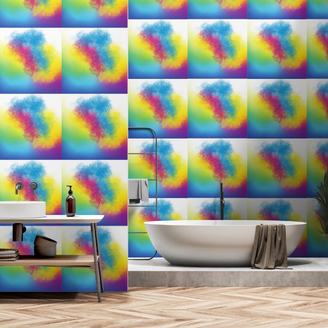 kleur flits behang (Badkamer)