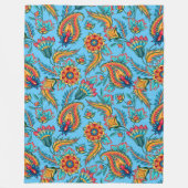  kleur Floral Paisley op blauw Fleece Deken (Voorkant)