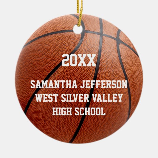 Kleur Foto Basketbal Sport Afstuderen School Keramisch Ornament (Voorkant)