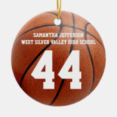 Kleur foto Basketball Sportnummer Keramisch Ornament (Voorkant)