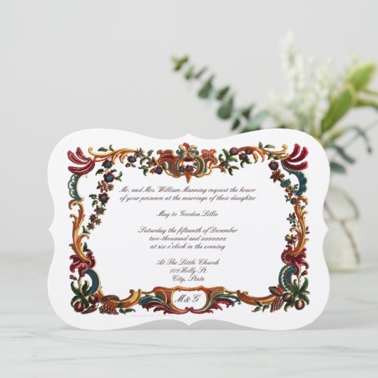 Kleur Franse barokke rococo bloemrand Kaart (Staand voorkant)