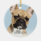 Kleur Franse Bulldog Kerstmis Keramisch Ornament (Voorkant)